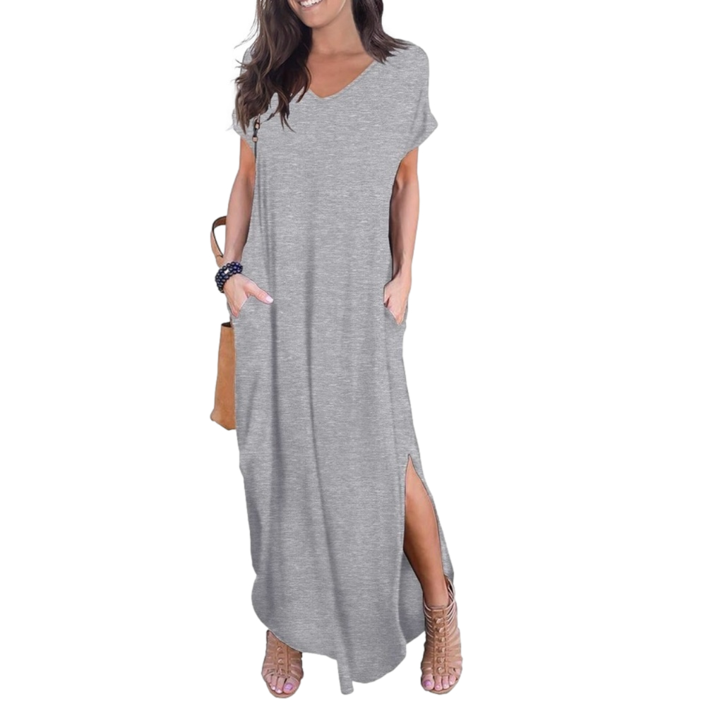 GRECERELLE Women's Casual Loose Pocket Long gray  Dress nwt size medium